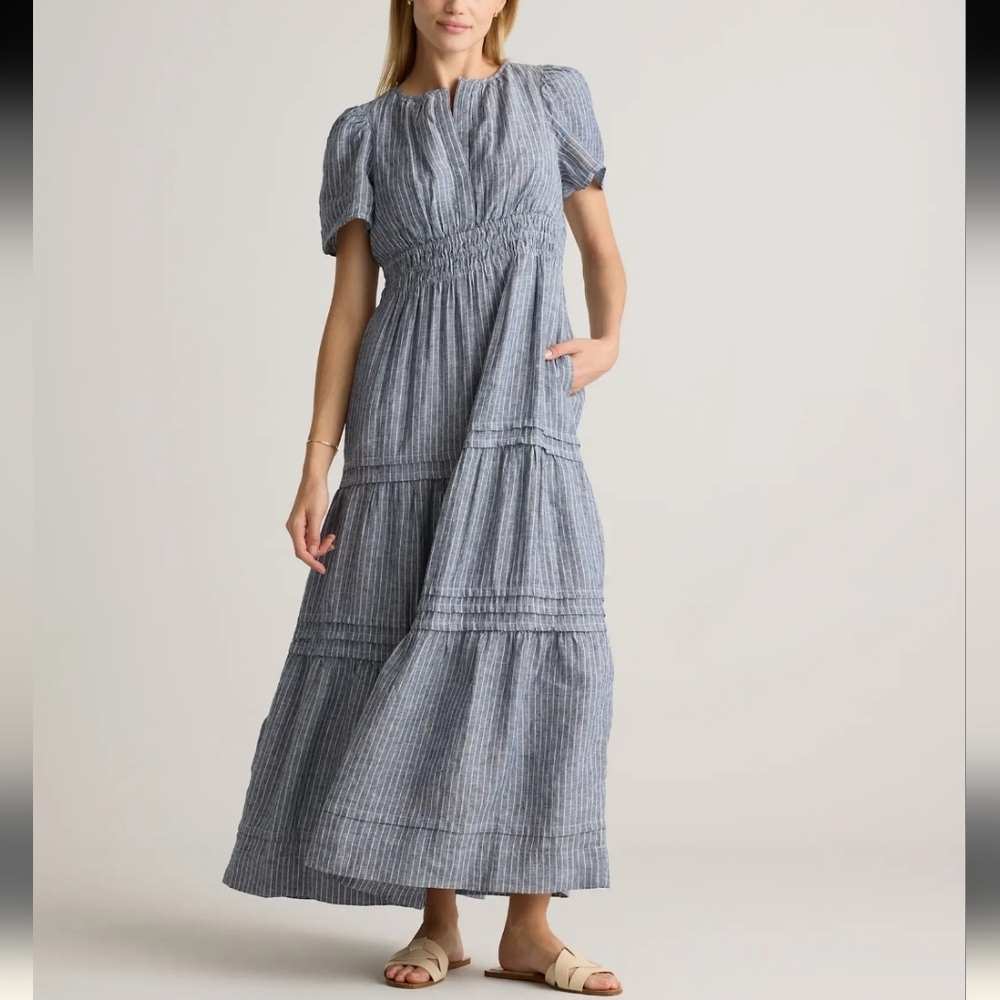 QUINCE 100% Organic Linen Tiered Maxi Dress - Picture 2 of 6